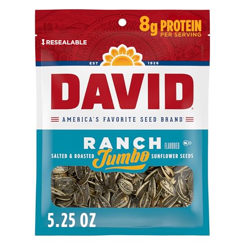 DAVID Jumbo Sunflower Seeds, Ranch Flavor, Easter Basket Stuffer for Baseball Players, 5.25 oz.