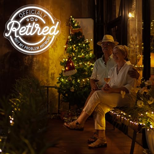 Image of Retired Neon Sign for Wall Decor Retirement Neon Light for Retiree Man Cave | Dimmable LED Neon,Retiree Birthday Gifts,Led 5V USB Powered,Retiree Bedroom Decor,Retirement Party Wall Art,13.7*12in