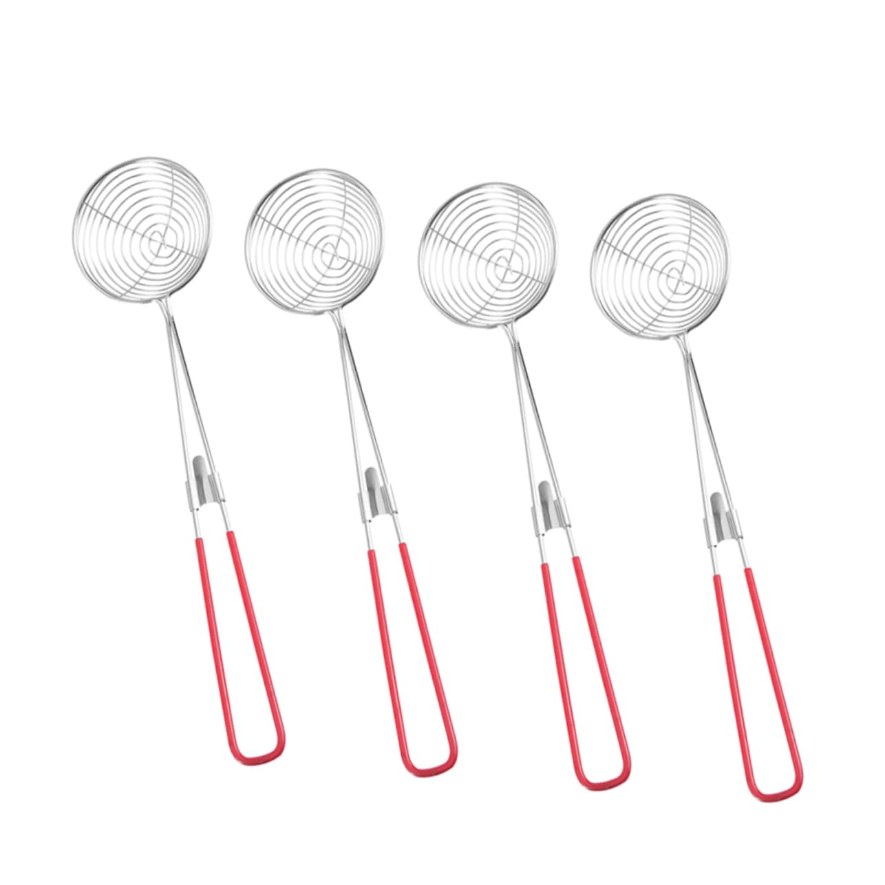 Mikinona 4pcs Small Stainless Steel Mesh Strainer with Handle Versatile Skimmer Spoon for Frying Ramen and Bubble Tea Kitchen Gadget for Easy Cleaning and High Temperature Use
