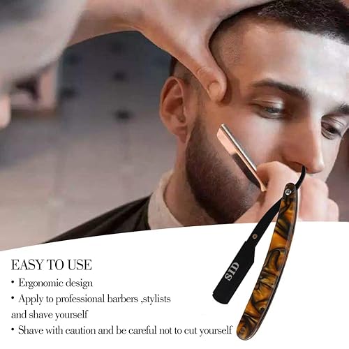 Miniatura 6 de SID Maquinilla de afeitar profesional de borde recto para hombre afeitadora manual de seguridad para afeitar afeitadora profesional de borde recto