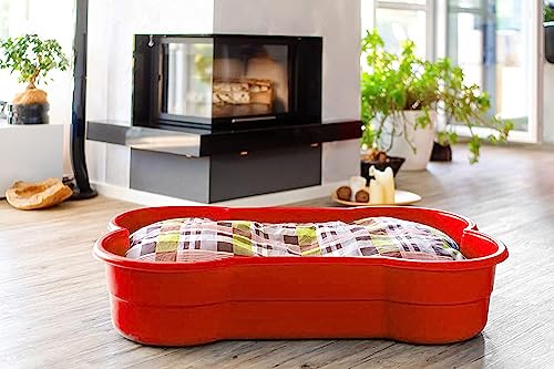 DogsLand Hundepool in Knochenform - 120 cm, rot, für große und kleine Hunde, Verwendbar als Hundebett, Biss- und krallenfest, UV-beständig, 100% Recyclebar, Made in Germany