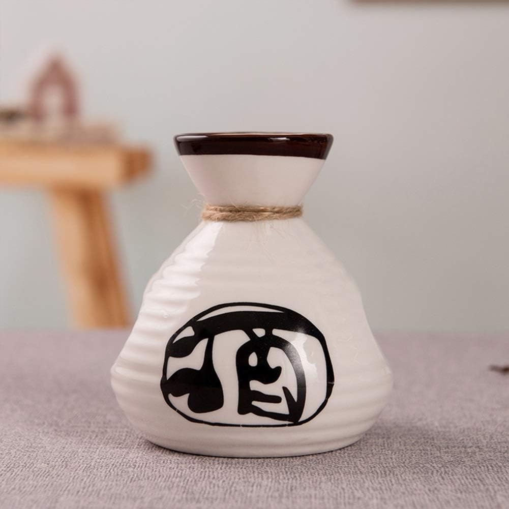 Sake Set Japanese Style Traditional Retro Porcelain Crafts White Ideal for Japanese Sake (Design : B-with Tray) (B)