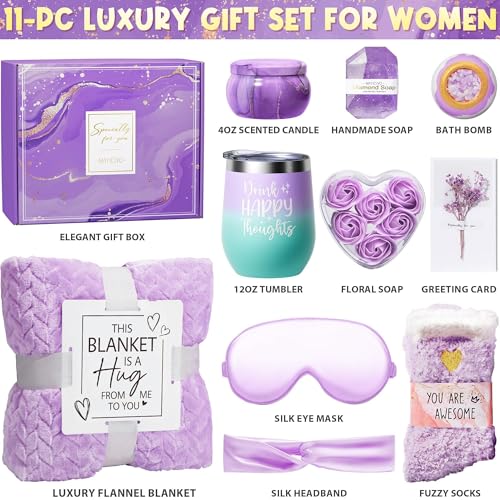 Image of Birthday Gifts for Women Spa Baskets Self Care Package Get Well Soon Gifts | Thinking of You Relax Lavender Spa Gift Set, Sympathy Christmas Unique Gift idea for Women Her Mom Wife Grandma Friend Sister