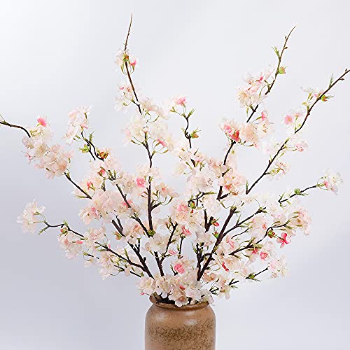 Lesing 4Pcs Cherry Blossom Flowers Artificial, Fake Silk Cherry Blossom Branches Tall Peach Blossom Flower Stems Arrangement For Wedding Home Office Party Decoration (Light Pink -1) #TOP15