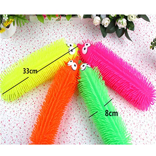NUOBESTY Gummi Raupenspielzeug Leuchten Leuchtende Raupe Handpresse Aufgeblasenes Tierspielzeug Leuchten in Dunklen Partyzubehör (Zufällige Farbe) 33 × 8Cm