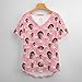 Women Personalized Short Sleeve T-Shirt Funny Custom Face Photo V-Neck Tops Plus Size Floral Printed Summer Blouse(# Flamingo,M)