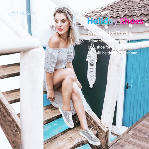 Image of Obtaom Women Canvas Mules Memory Foam Clipper Fashion Sneakers Comfortable Slip-On Mule Backless Holiday Shoes