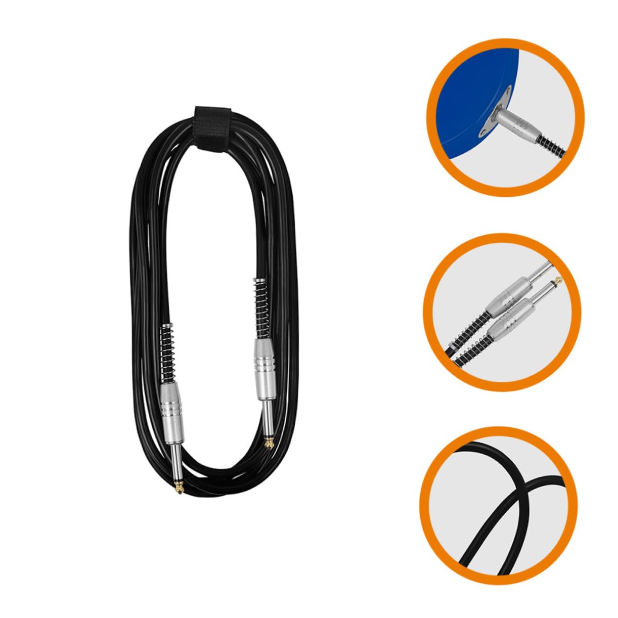 ERINGOGO Cavo per Chitarra Elettrica da 6,35mm Connettori in Metallo Nero, Stabile e Affidabile, Facile da Trasportare, per Amplificatori e Apparecchi Audio