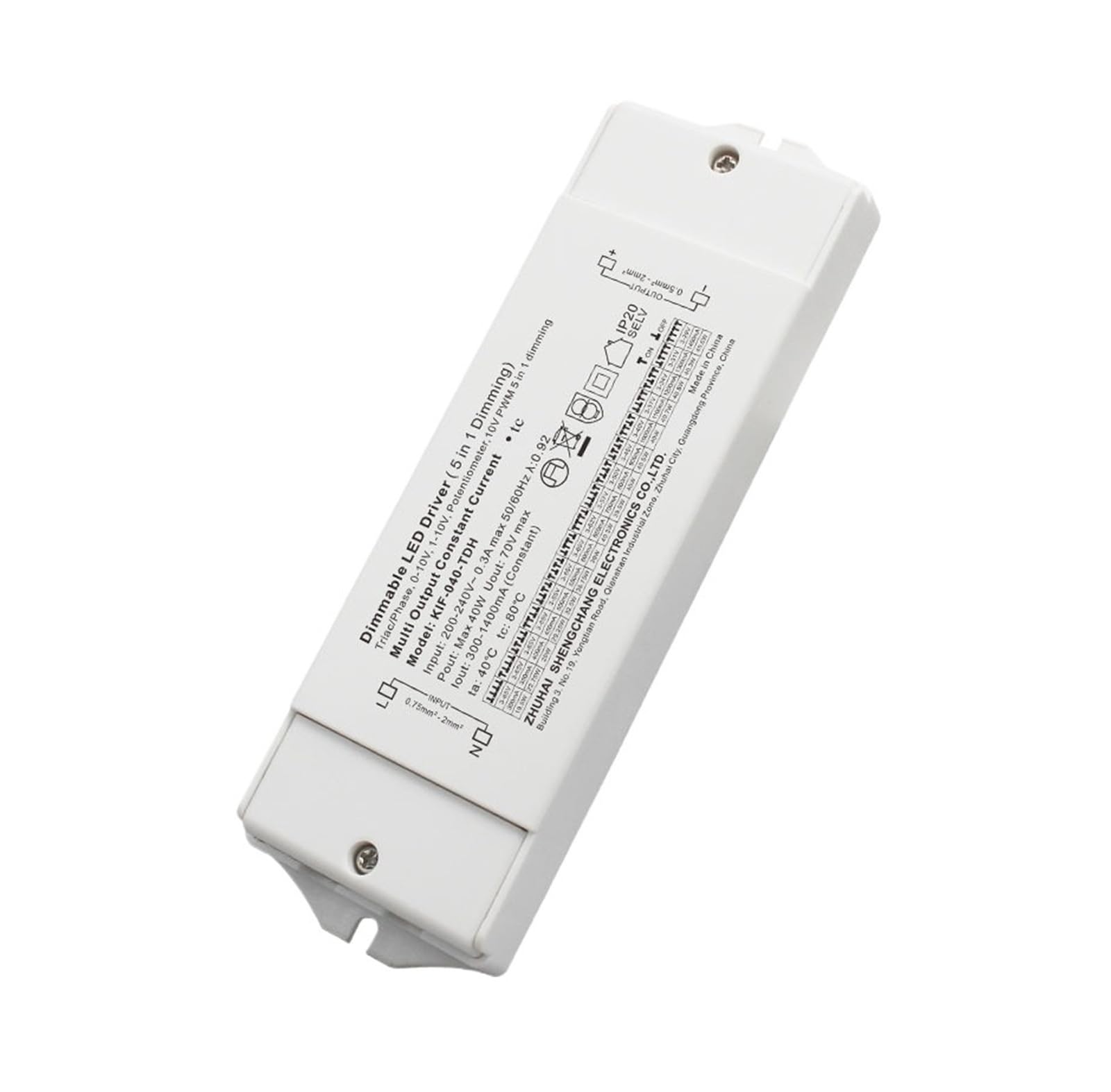 Driver LED de corriente constante | Salida: 0-10V; Control: 0-10V; Características: Regulable(40W 3-65V 300-1400mA)