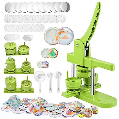 Button Maker Machine Multiple Sizes, Aiment 25mm 44mm 75mm Badge Pin Maker Button Press with Free 400Pcs 1/1.7/3 inch Button Parts Pin Supplies & Circle Cutters & Pictures for Halloween DIY Gifts