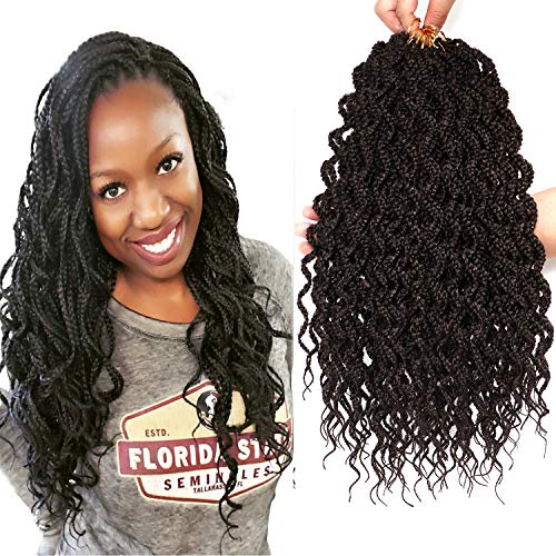 9 Bundles 18 Inch Wavy Box Braids Crochet Hair Deep Wavy Box Braids Crochet Braids with Curly Ends (#4)