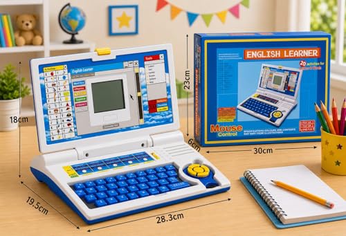 Image of Educational Kids Laptop Toy with Mouse,20 Learning Activities Computer for Kids 2-5 Years,ABC Alphabet Words Mathematics Music Logic Memory Tool Quiz Game Learning Machine for Boys Girls, Blue