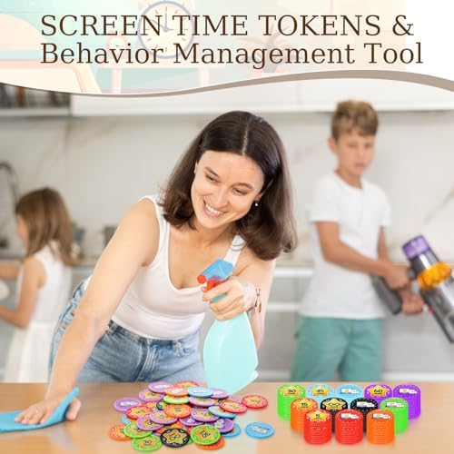 Eersida 120 Pcs Round Screen Time Tokens for Behavior Clip to Rewards, Behavior Management Tool, Positive Reinforcement, Reward Incentives and Teacher Handout Rewards