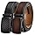 BULLIANT Men's Ratchet Belt 2 Pack-Click Leather Belt Adjustable for Men Gift 1 3/8-Cut for Perfect Fit(Black/Deep Brown,32"-38" Waist Adjustable)