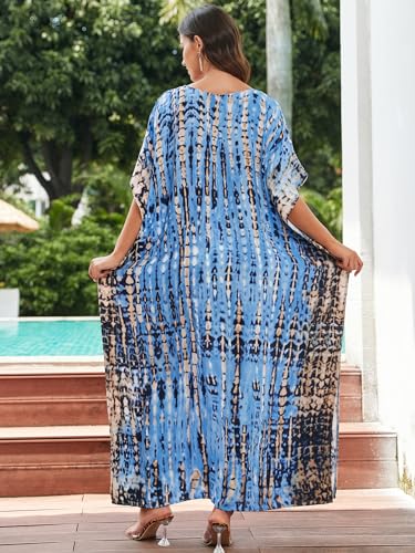 Image of Kaftan Dresses for Women Plus Size Bathing Suit Cover up Caftan Maxi Beach Dresses