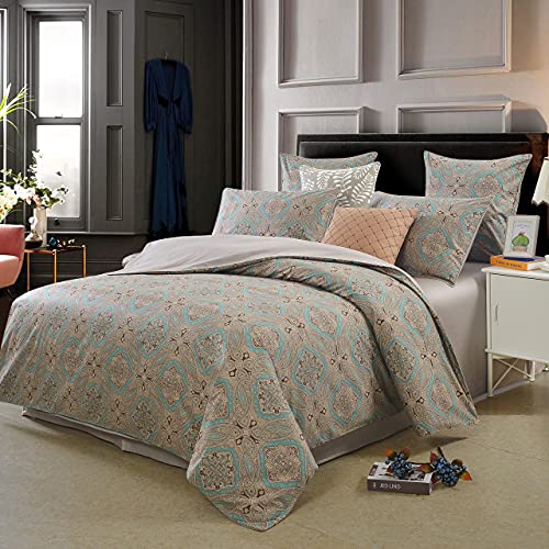 Brandream Luxury Hotel Classy Paisley Regal Themed Duvet Cover Set 100% Cotton Sateen, Inside Ties, Comfortable, Soft Durable, 3Pc 800-Thread-Count Bedding Set With Button Closure Taupe King Size #TOP2