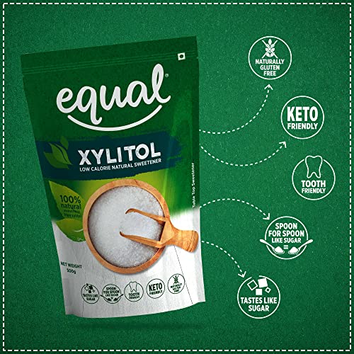 Image of Equal Xylitol Low Calorie Natural Sweetener| 100% Natural Sweetness from Xylitol | Low GI Sugar | Tooth Friendly | Tastes Just Like Sugar, 500g | Pack of 1