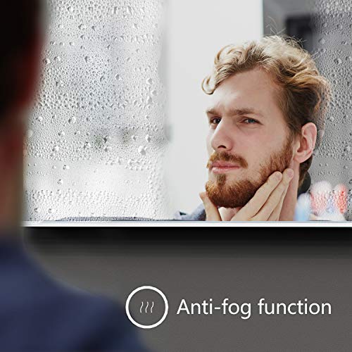 TECKNET Illuminated LED Bathroom Mirror Wall Mounted Mirror Light with Touch Switch Control, 3X Magnifying Mirror, 100 x 60cm