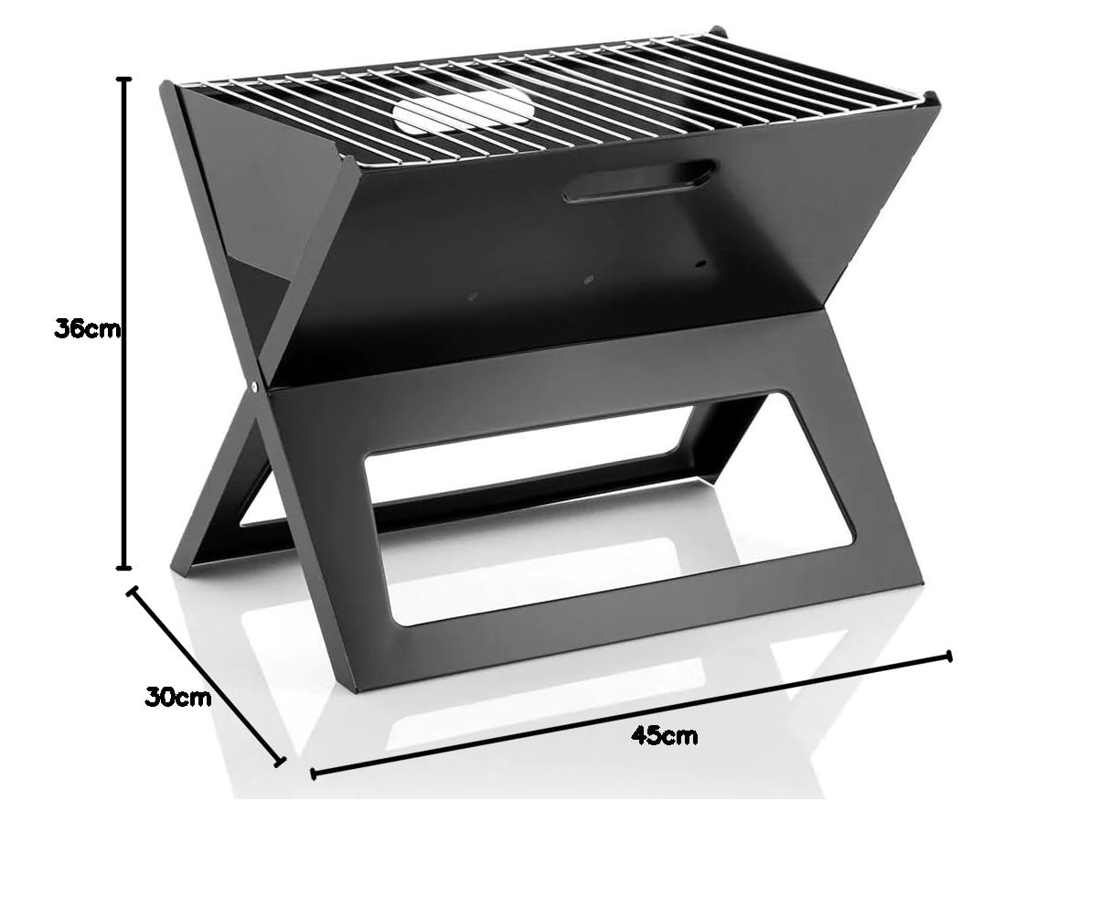 InnovaGoods® Faltbarer tragbarer Holzkohlegrill Foldyq, traditionelles und gesundes Kochen Ihrer Lebensmittel, aus Stahlmaterial, ideal für Zuhause und Garten.
