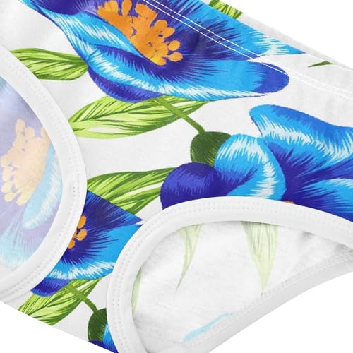 Girls Underwear Toddler 2t Cotton Little Girl Panties Designer Kids Briefs Undies Blue Flowers Green Leaves White4