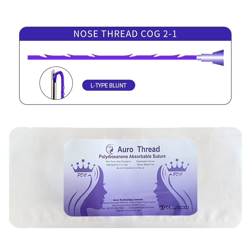 PDO Threads Face Lift / Whole Body Eye Lifting 360R Bidirection Cog Type Sharp L W Blunt for Nose (Per Pack for 20 Pieces) (Nose Thread Cog 2-1 19G 60mm)