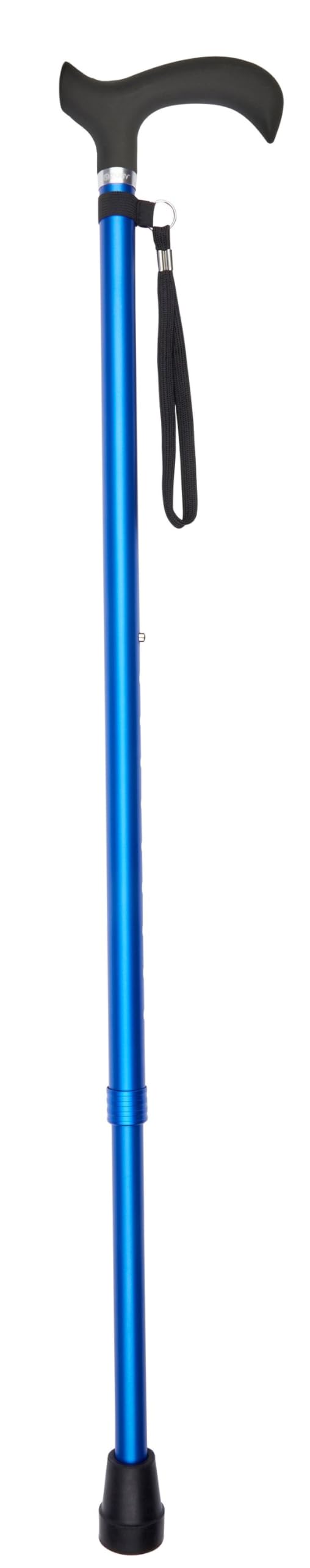 Gehstock Soft Melbourne Blue, Soft-Derbygriff schwarz, Leichtmetall tiefseeblau, verstellbar ca. 86-109 cm, bis 110 Kg, inkl. Tragschlaufe und Gummipuffer