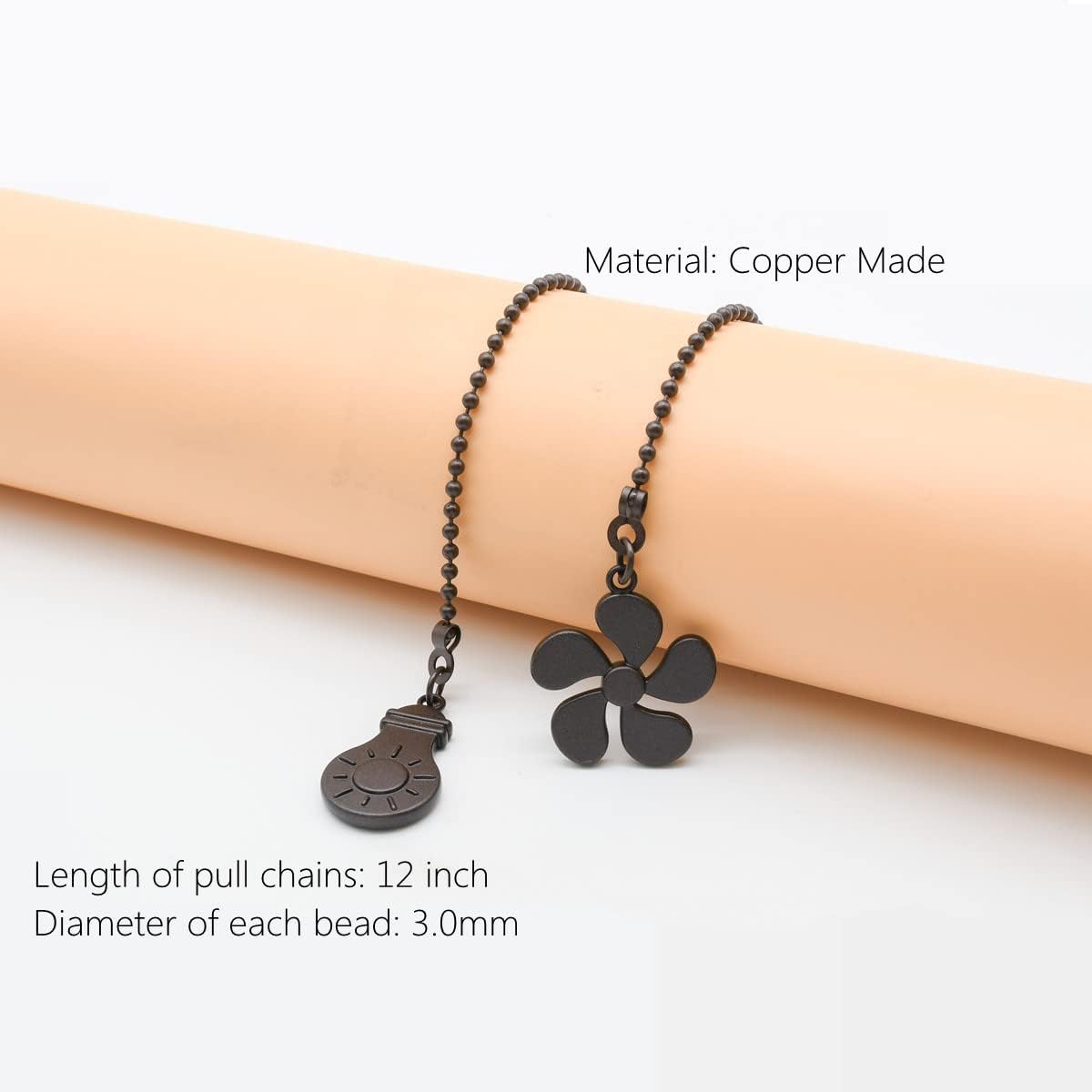 Ceiling Fan Pull Chain Kit - Bulb and Fan Pattern Extension Pendant 4PCS 12 Inch Extender With Ball Connector (ORB)