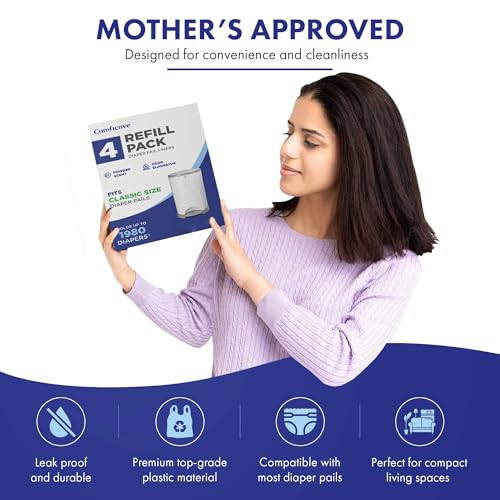 Image of Comficove Refills Compatible with DEKOR CLASSIC Diaper Pails | 4 Pack | Extra Thick Diaper Pail Refill Liners | Fresh Scent | Easy to Replace and Dispose of Diaper Bag | Odorless Baby Diapers Disposal