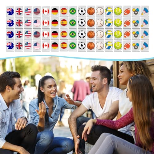 Canigegui Mahjong Juego De Mesa, Mahjong Madera, Juego De Mahjo-ng con Bandera Nacional, Jueggos Messa Tradicional Chino con Patrón Playa, Jueggos Bloques Ma-hjong Portátil - imagen 9