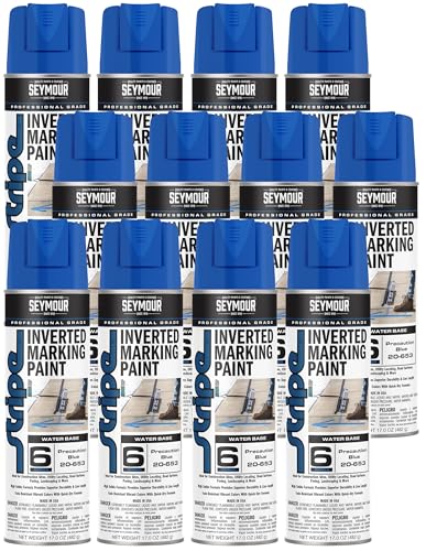 Seymour 12-Pack of 20 Oz Of Sycamore 20-653 Precaution Blue Stripe Water-Based Inverted Marker Spray Paint