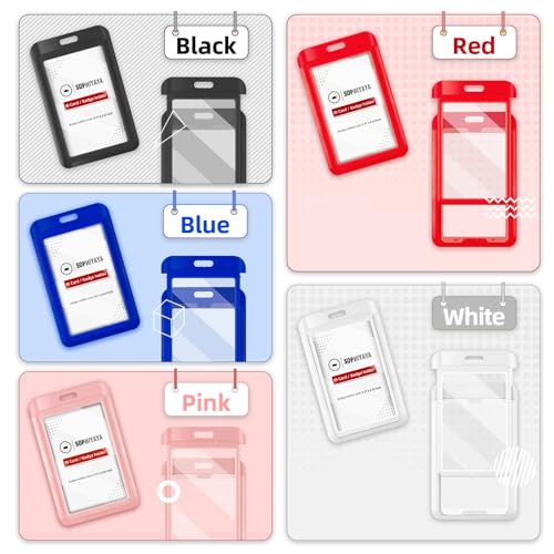 Pacote com 2 porta-crachás de identificação deslizantes com janela dupla face para escritório, escol