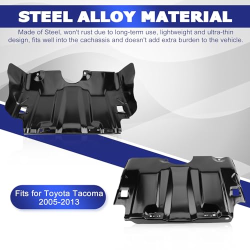 Image of Engine Splash Shield Compatible for Toyota Tacoma 2005-2023 All Trims Replaces OE 51405-04010, TO1228241 Heavy-Gauge Steel Under Car Guard Cover, Rust-Proof Protection