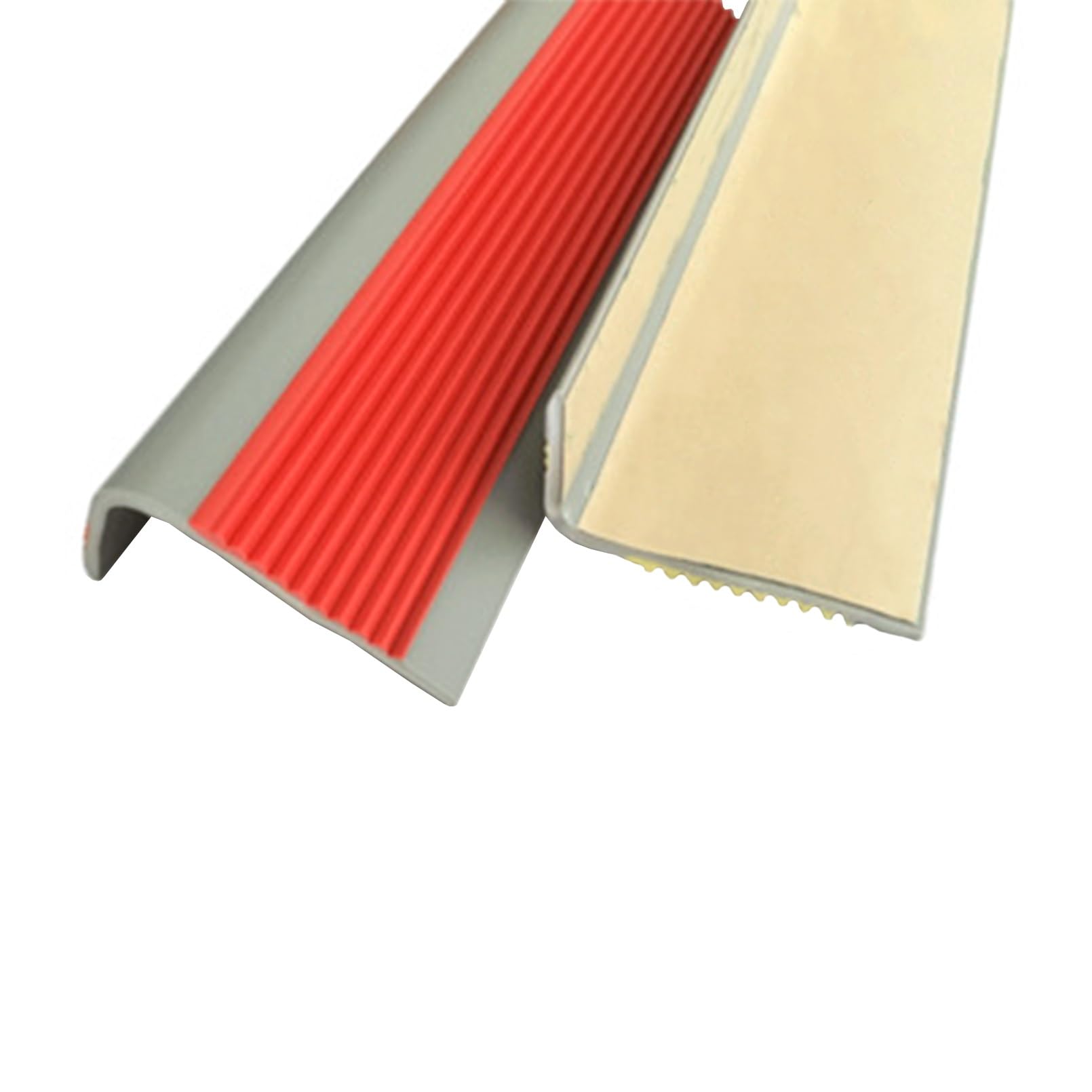 Perfil de PVC Autoadhesivo de Borde Para Escaleras, Borde de Escalera de Vinilo Antideslizante, Utilizado Para Escaleras Interiores Y Exteriores, Tiras Antideslizantes Para Peldaños(Grayish red,3m/118