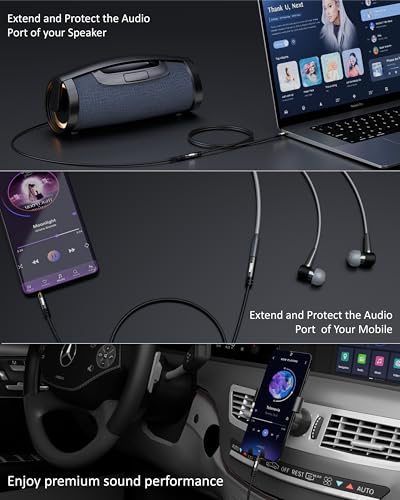 Image of FEDUS Aux Cable for Speakers, Aux Extension Cable, 3.5 mm Male to Female Audio Cable with Microphone 1 Meter TRRS 4 Pole Stereo Audio Extender Cord Aux Cable for Car, Earphone, Headphone, Phone,Tablet