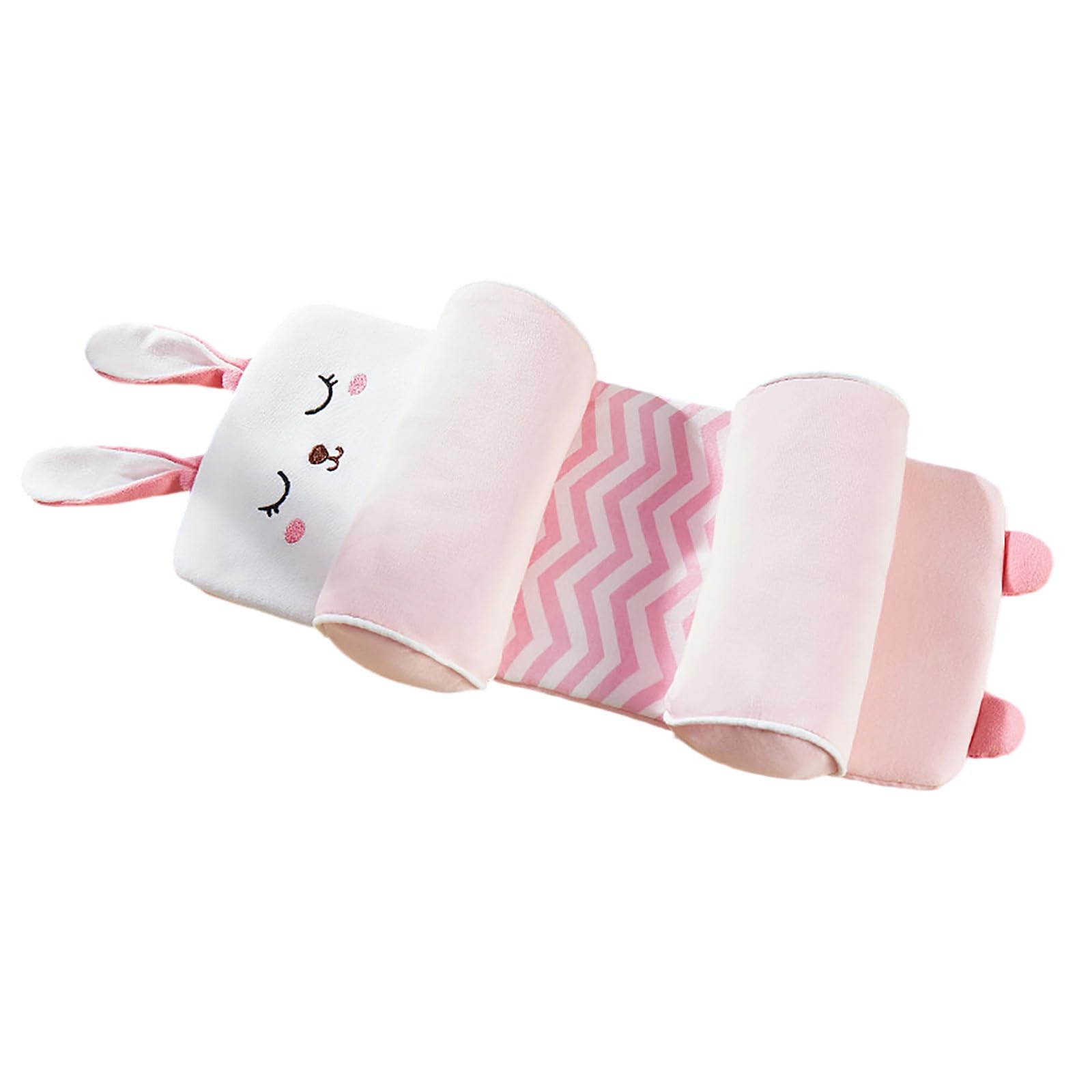 Newborn Baby head shaping pillow With Natural Buckwheat Fill Orthopedic Infant For 0 6 Months Breathable Cover & Ergonomic Cute Animal Design, Comfort Support Cushion for Home Use (B, One Size)