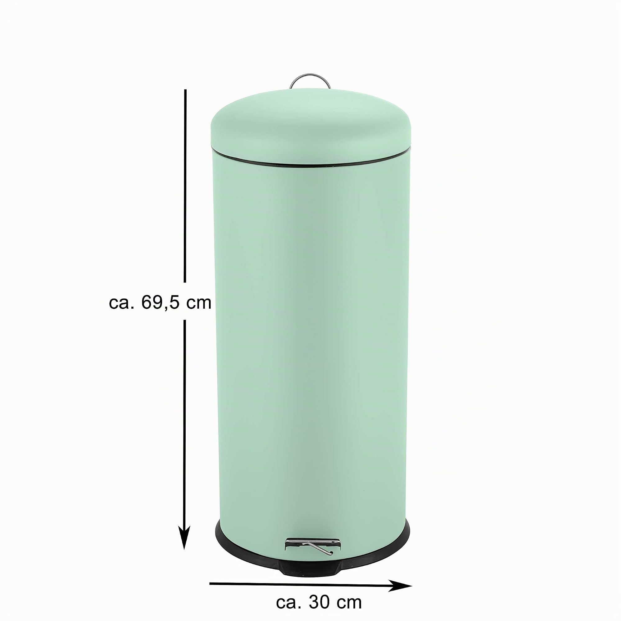 Ribelli Pattumiera in acciaio inox cestino pattumiera a pedale contenitore rifiuti 30L rotondo, colorazione:menta
