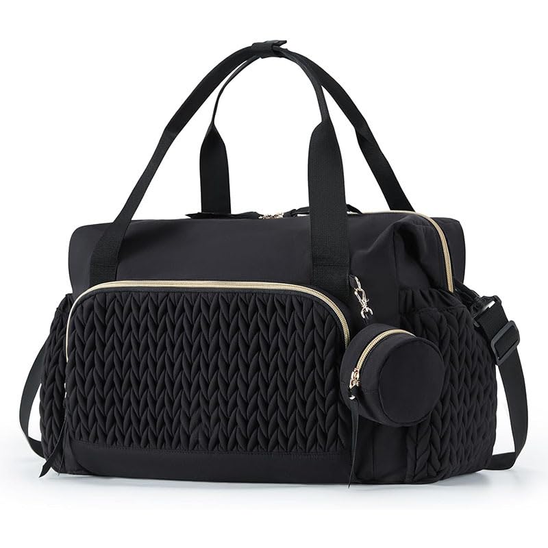 SUYUKU Multifunktionale Wickeltasche, große Kapazität, Schultertasche mit Schnulleretui für Mutterschaft und Baby, Wickeltasche, Reisen, Strand, Schwarz , Large Capacity Diaper Bag