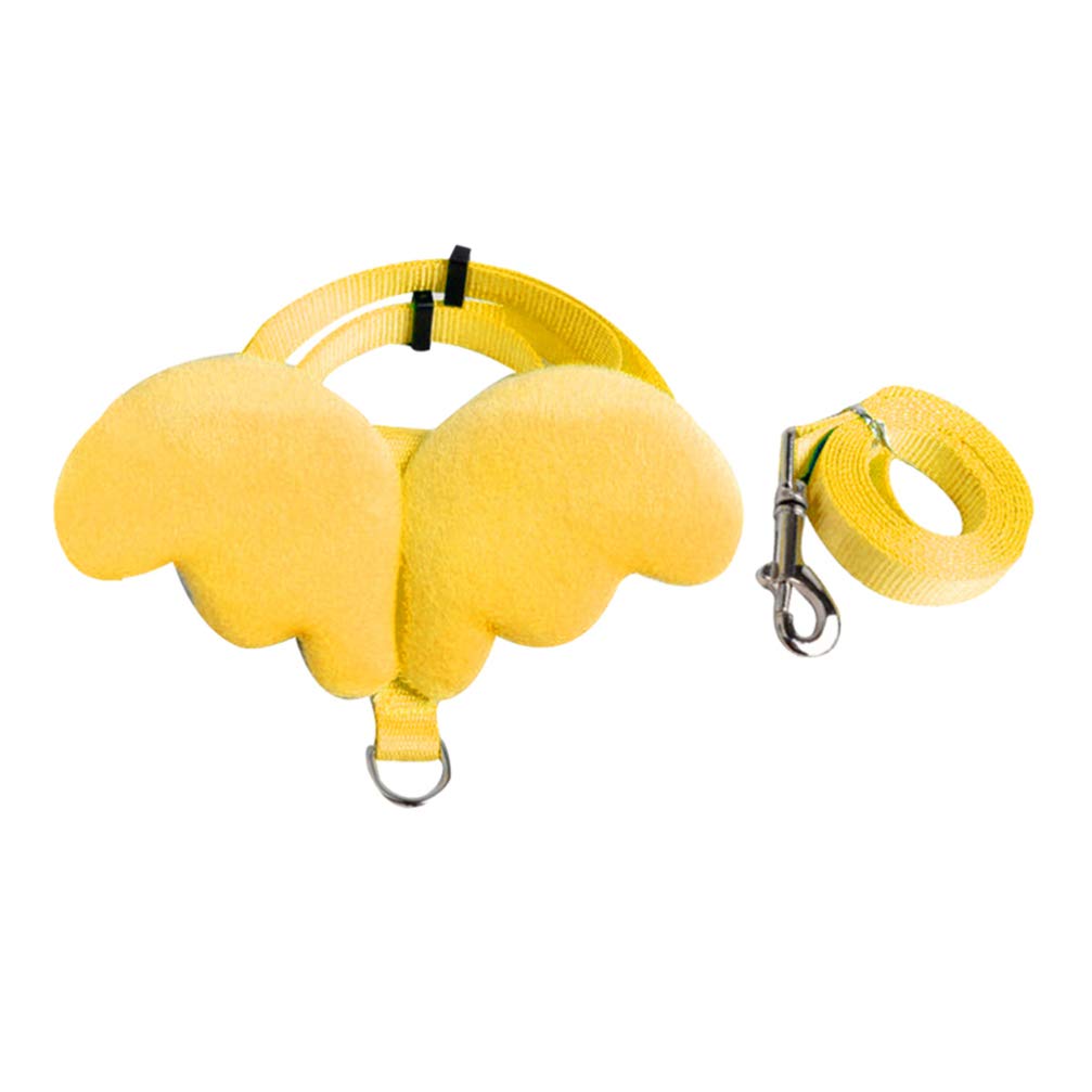 balacoo Small Animal Harness Safety Walking Vest and Leash Set - Adorable Angel Wings Design Adjustable Leashes Comfort Padded Vest Suit for Guinea Pig Hamster Rabbit Chinchilla Size (Yellow)