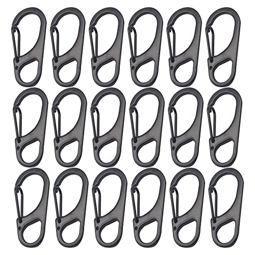 Floyutin 1.8 inch Small Carabiner Clip with Fixed Eyelet Ended Snap Hooks Quick Paracord Clips 18 Packs Black