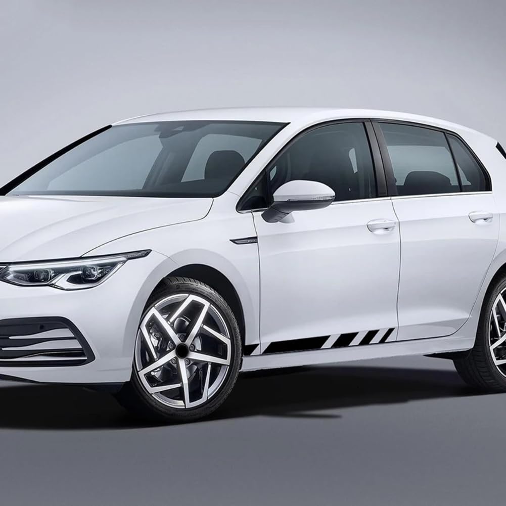 2 Stück Rennsportwagen Tür Seitenstreifen Rock Aufkleber, für VW Golf 8 MK8 R Line GTI GTD GTE 2020 2021 Zubehör