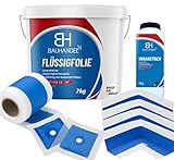 [page_title]-Bauhandel24-7kg Flüssigfolie Bad, 10m Dichtband Set, 4 Innenecken Dusche, 2 Manschetten, 1kg Voranstrich Abdichtung