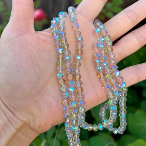 Image of 200pcs Czech Faceted Rondelle Crystal Glass Beads 6mm Bulk Green Red Shimmer