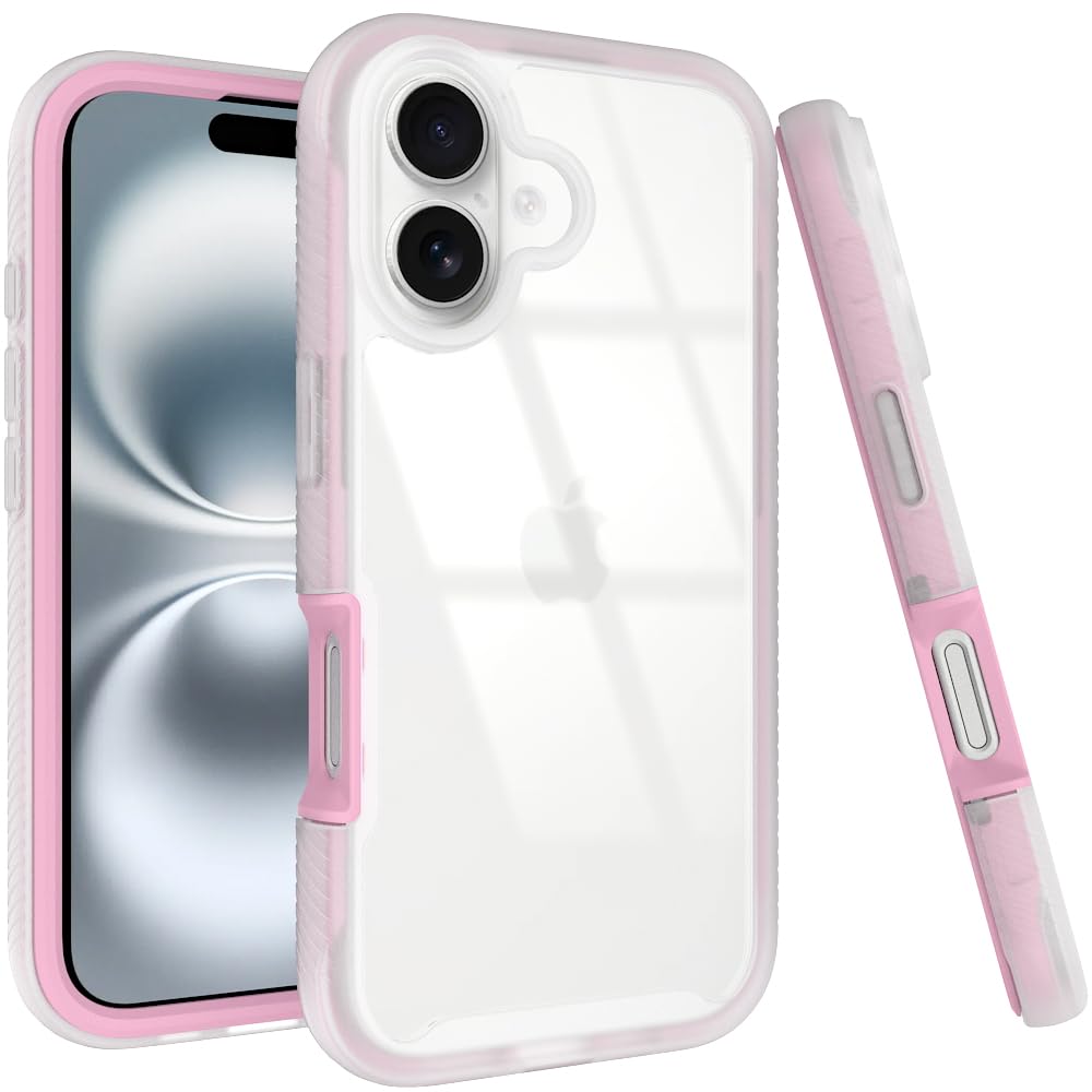 Puxicu Acrylic 2 in 1 for iPhone 17 Case，Anti-Yellowing, Military-Grade Protection, Drop Shockproof Slim Phone Cover for iPhone 17 6.3", Light Pink