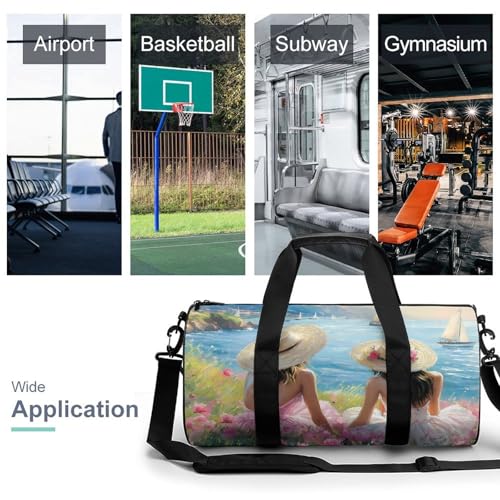 Ocean Flower Sailboat Mountai Sports Gym Bag Travel Duffel Workout Bag with Adjustable Strap3