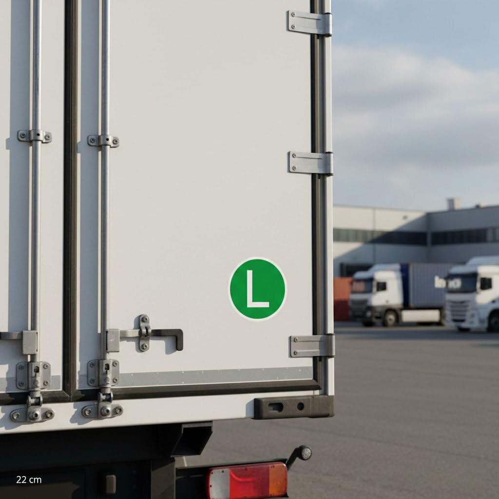 L-Schild Aufkleber LKW Lärmarm – Laminiert & Wetterfest Grüner Punkt mit weißem L – 1x | 2x | 10x Flottenset | Ø 22 cm Made in Germany, Anzahl der Artikel: 10 Stück