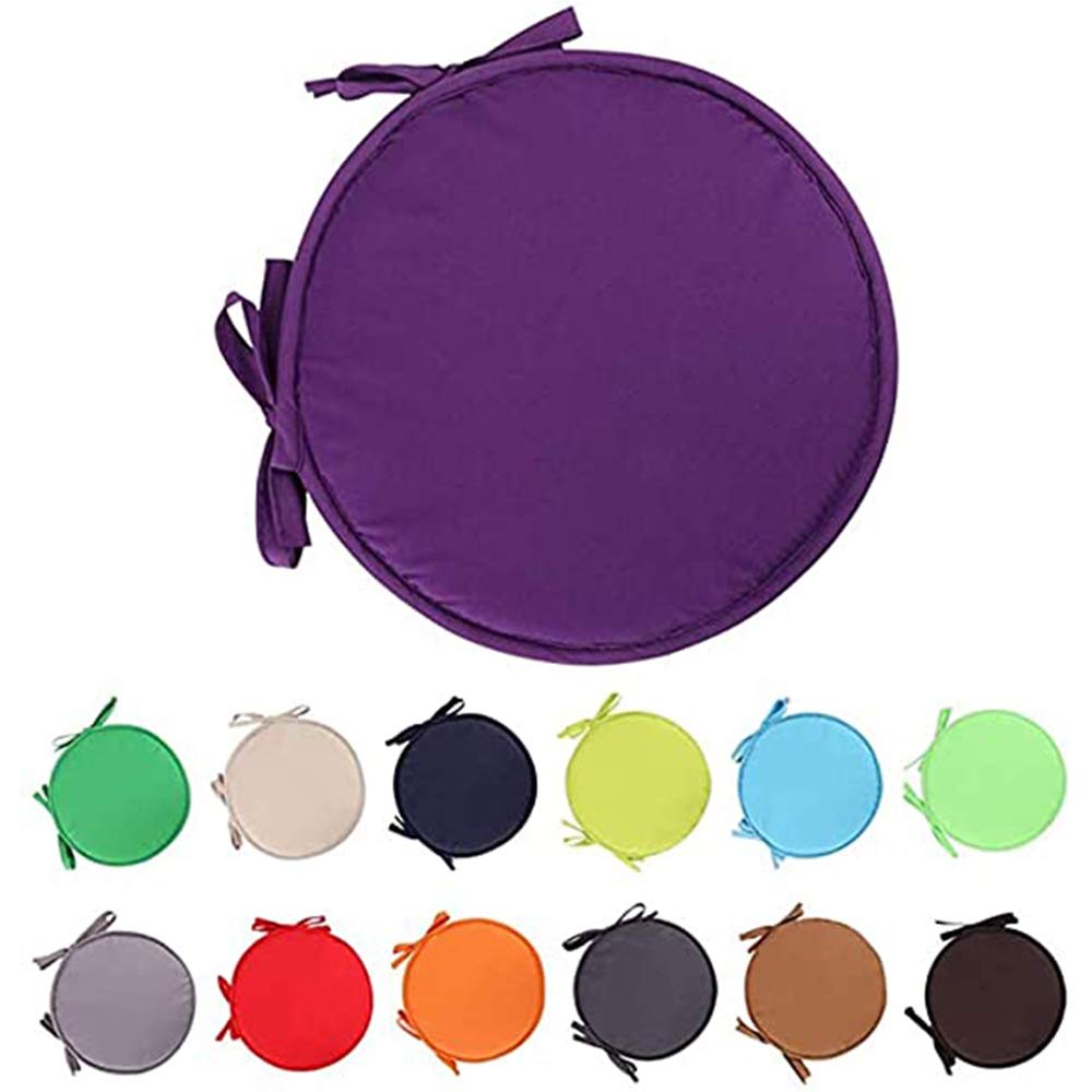 RAILONCH Indoor/Outdoor Chair Pads Round Seat Cushions Garden Patio Home Cushions - Diameter 38cm (2pcs,Purple)