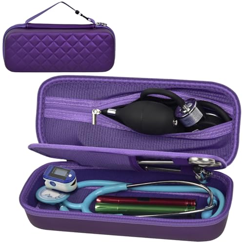 Image of Stethoscope Case Compatible with 3M Littmann Classic III /Lightweight II S.E /MDF Acoustica Deluxe Stethoscopes, Mesh Pocket for Blood Pressure Cuff& Other Doctor & Nurse Accessories-Purple(Case Only)