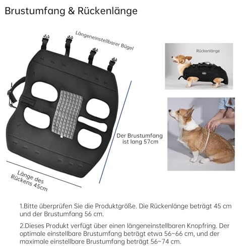 Wakytu Hundefördergurt Sling Lift ideal für Haustiersupport Rehabilitation mit verstellbarem Polster atmungsaktivem Riemen zum Spazierengehen für Hunde mit Behinderungen verminderter Stabilität 7-15kg