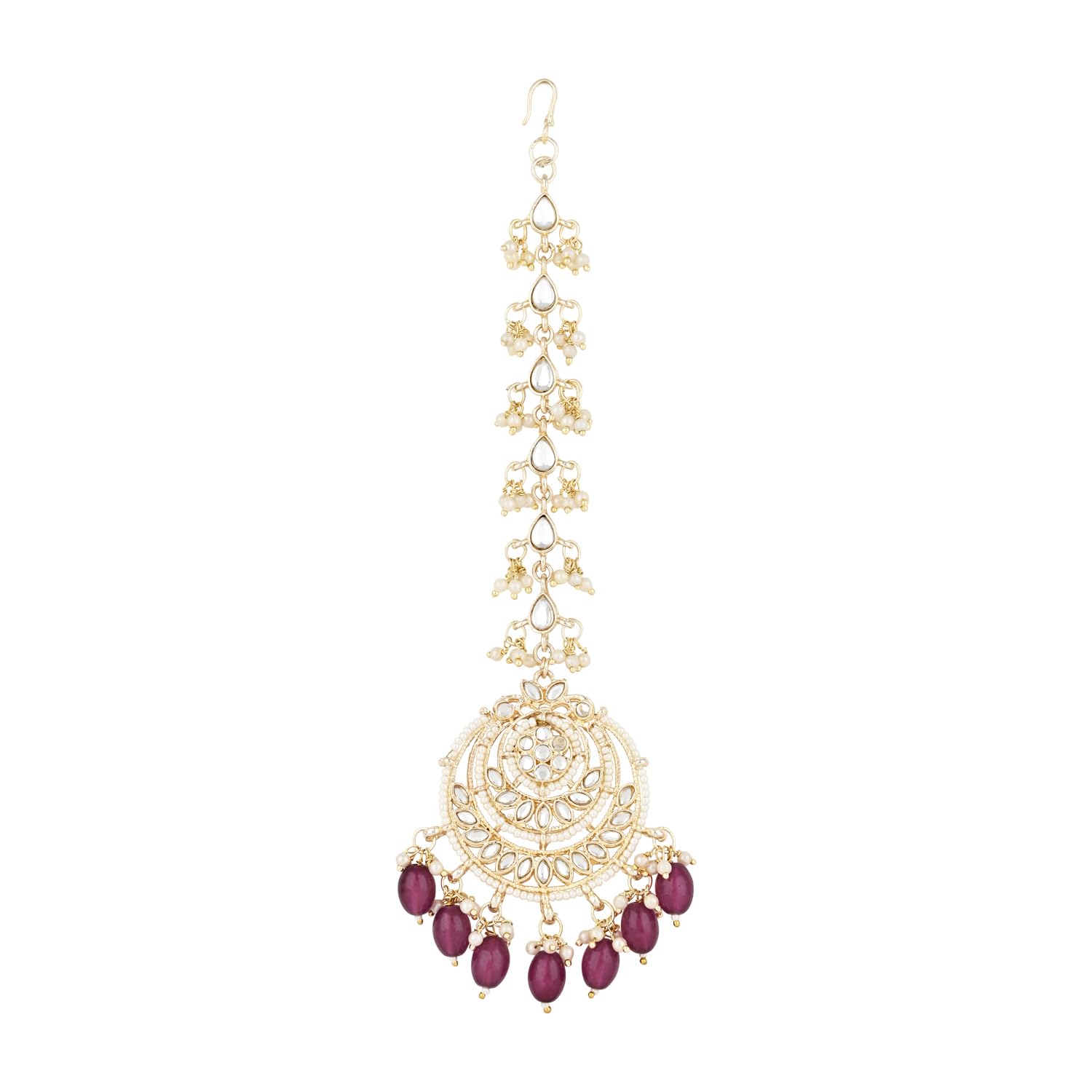 I Jewels Gold Plated Traditional Kundan & Pearl Maang Tikka For Women/Girls (T3002) (Wine) (B0D5V4QKQV) Amazon Price History, Amazon Price Tracker