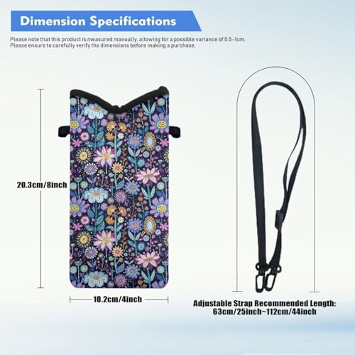 Image of Mini Crossbody Cellphone Bag for Women Water Resistant Small Phone Wallet Purse with Shoulder Strap Phone Case for iPhone 11 /10 / 9, 8'' x 4'', Hippie Lotus Daisy Floral Blue